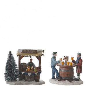 Beer Stall and Keg Table, Set of 2, Battery Operated, 3V Adapter 1013893 Ready- h10cm